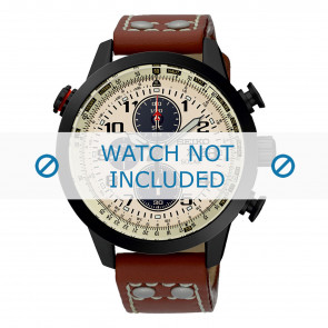 Seiko horlogeband SSC425P1 / V176 0AG0 Leder Bruin 20mm + wit stiksel