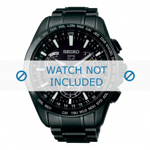 Horlogeband Seiko SSE079J1 / 8X53-0AD0 / M0VS111M0 Staal Zwart 22mm