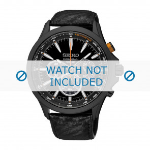 Horlogeband Seiko V175-0DM0 / SSC499P1 / L0G9011N0 Leder Zwart 22mm