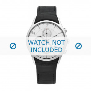 Skagen horlogeband 329XLSLB / 329XLSLC Leder Zwart + zwart stiksel