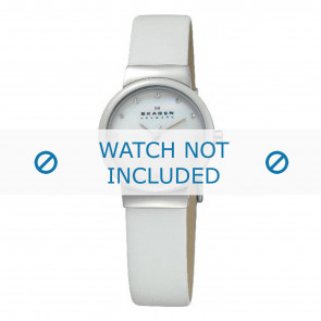 Horlogeband Skagen 458SSLW Leder Wit 15mm