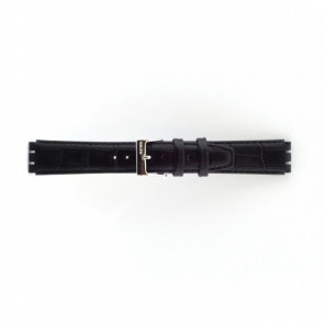 Horlogeband Swatch 21414.10.17.C Leder Zwart 17mm