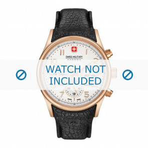 Horlogeband Swiss Military Hanowa 06-4278.09.001-Rosé Buckle Leder Zwart 24mm