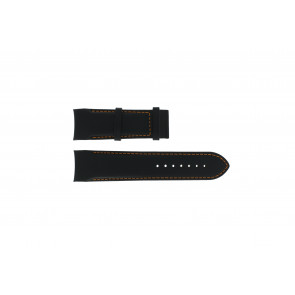 Tissot horlogeband T035.614.A - T610028614 / T035.627 / T035.356 Leder Zwart 24mm + oranje stiksel