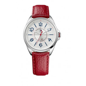 Tommy Hilfiger horlogeband  TH-189-3-14-1309 / TH1781265 Leder Rood + rood stiksel