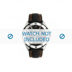 Timberland horlogeband 13897JS-02 Leder Zwart 22mm + oranje stiksel