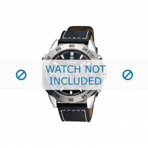 Timberland horlogeband 14115JS-02 Leder Zwart 24mm + wit stiksel
