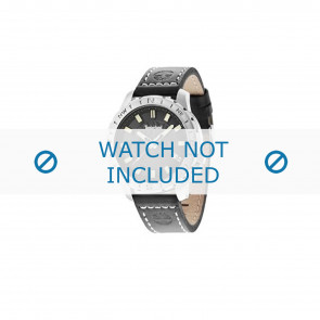 Timberland horlogeband 14647JS-02 Leder Zwart 22mm + wit stiksel