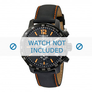 Tissot horlogeband T095.417.360.570.0 - T600035367 / T095.417.A Leder Zwart 19mm + oranje stiksel