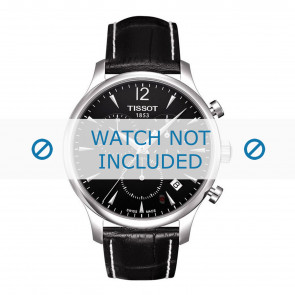 Tissot horlogeband T063.617.A - T610031122 Croco leder Zwart 20mm + wit stiksel