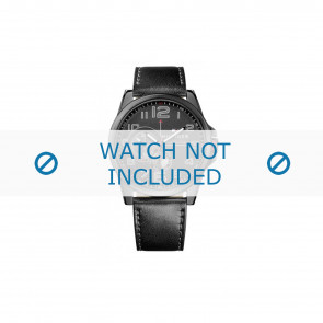 Tommy Hilfiger horlogeband 1791005 / TH-228-1-34-1516 / TH679301648 Leder Zwart 24mm + grijs stiksel
