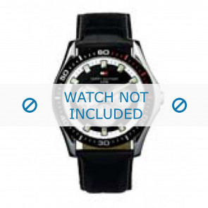 Tommy Hilfiger horlogeband TH-01-1-14-0600 / TH679300804 Croco leder Zwart 24mm + wit stiksel