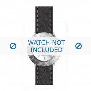 Tommy Hilfiger horlogeband TH-10-3-14-0615 / TH679300821 Leder Zwart 15mm + wit stiksel