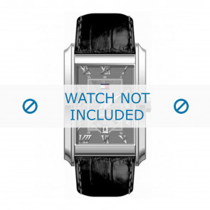 Tommy Hilfiger horlogeband TH-17-1-14-0631 / TH679300840 Croco leder Zwart 22mm + zwart stiksel