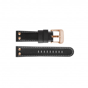 TW Steel horlogeband TWB417L Leder Zwart 24mm + wit stiksel