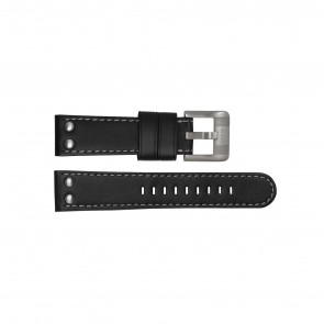 TW Steel horlogeband TWB62 Leder Zwart 22mm + grijs stiksel