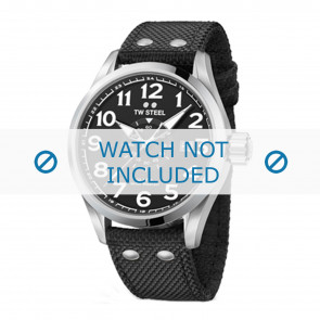 TW Steel horlogeband VS1 / VS3 Textiel Zwart 22mm + zwart stiksel