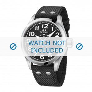 Horlogeband TW Steel VS2 / TWS608 Textiel Zwart 24mm