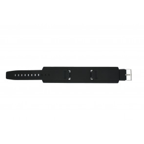 Casio horlogeband WV-300DE - WV-300LA-1V - IRW-100BJ-1J /  10209394 Leder Zwart 16mm + zwart stiksel