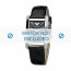 Armani horlogeband AR0144 Leder Zwart 18mm + zwart stiksel